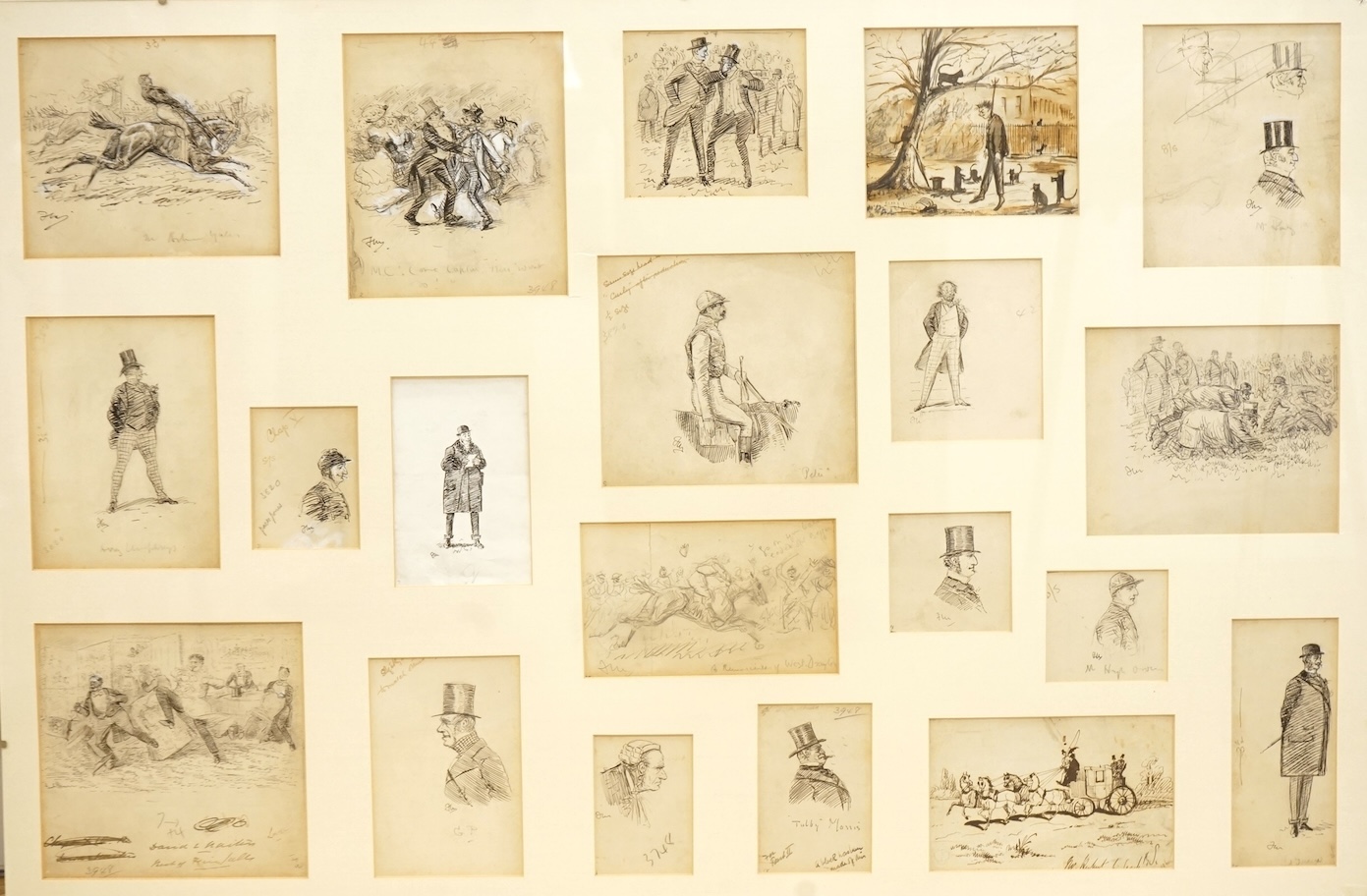 George Finch Mason (1850-1915), a large collection of predominantly ink sketches, mostly horse racing interest and portrait caricatures, many arranged in albums to include 'The donkey beats the duke' and 'When diamonds w
